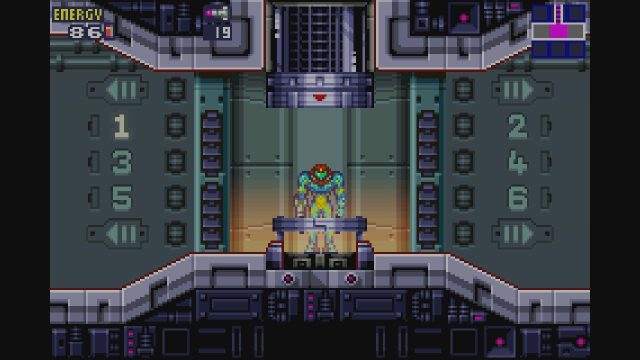 Taking the elevator in Metroid Fusion