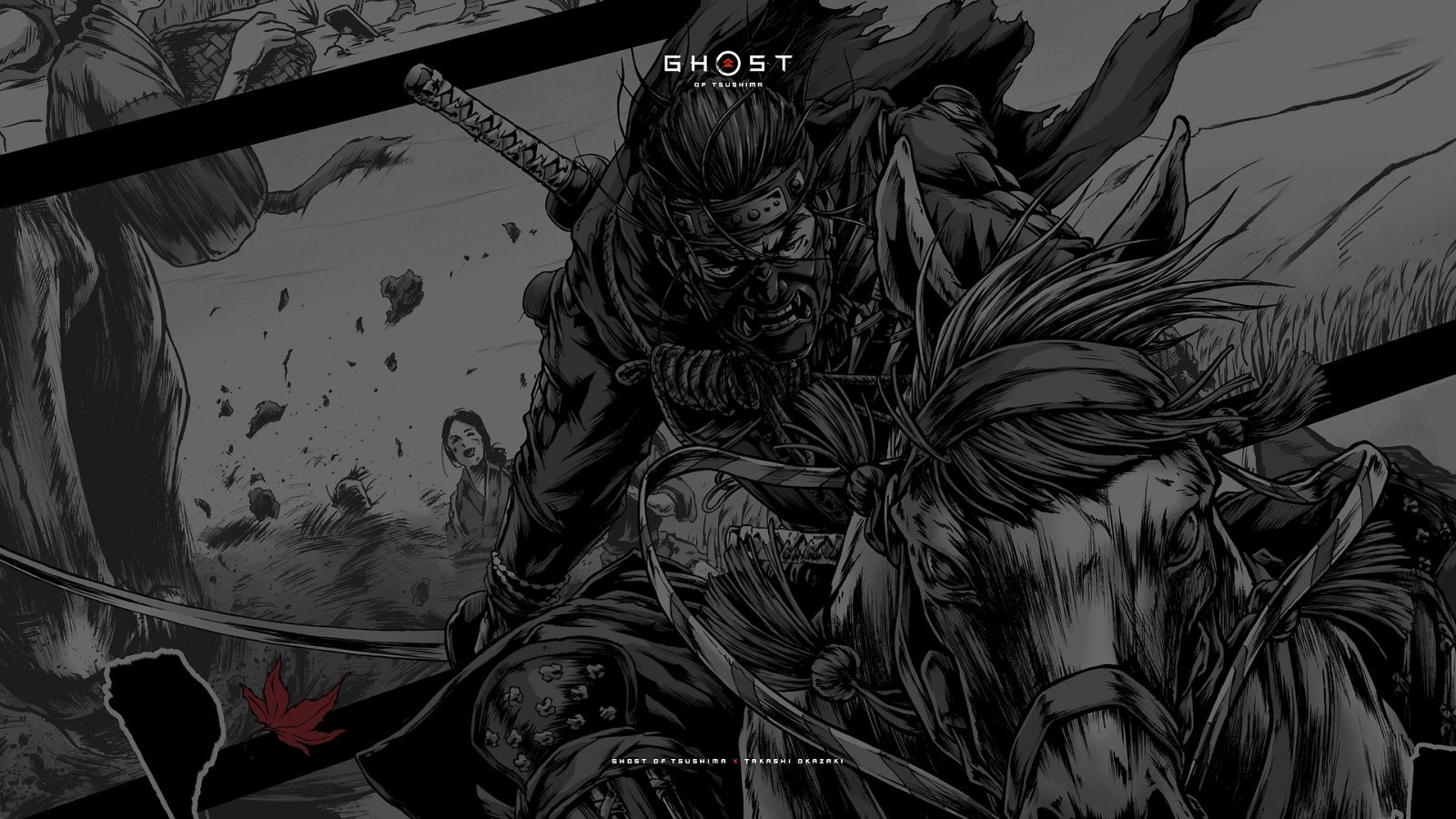 Ghost of Tsushima manga wallpaper by Takashi Okazaki