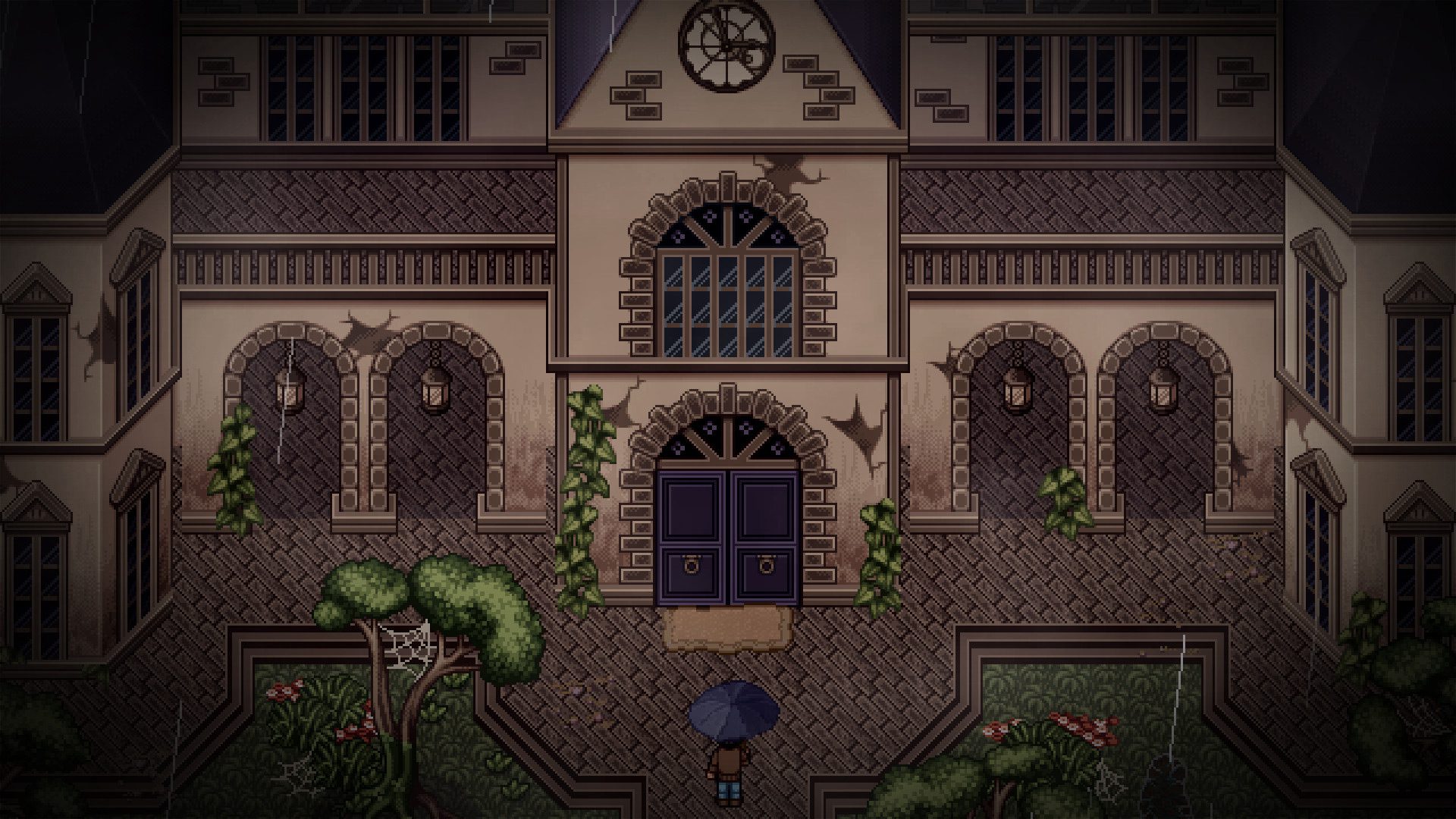 The front entrace of the mansion in Impostor Factory