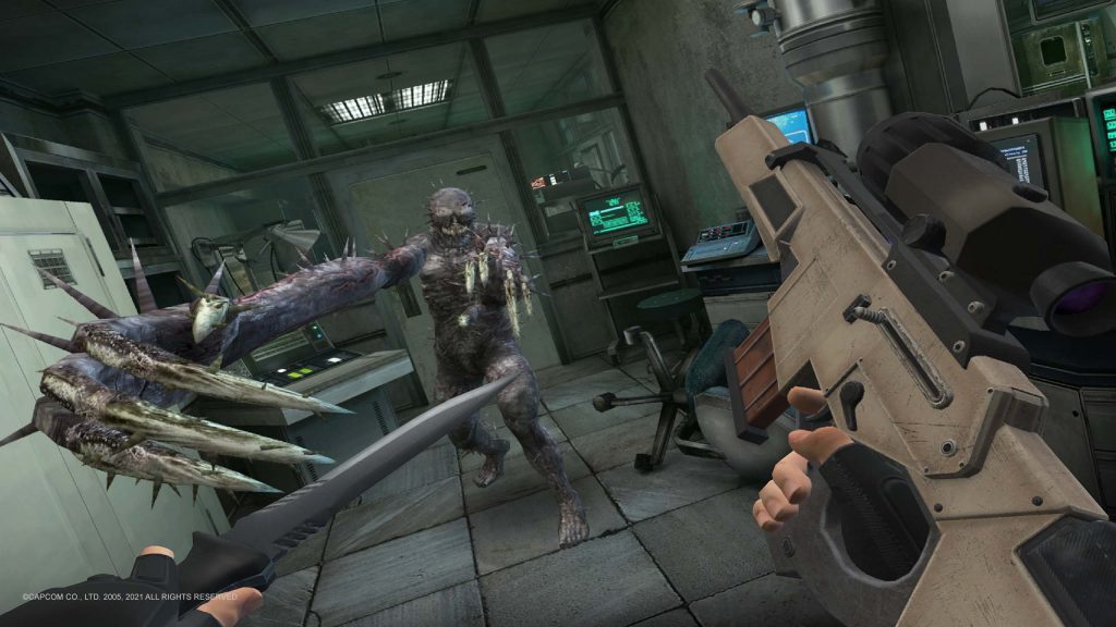 A long-armed Regenerator attacking Leon in Resident Evil 4 VR