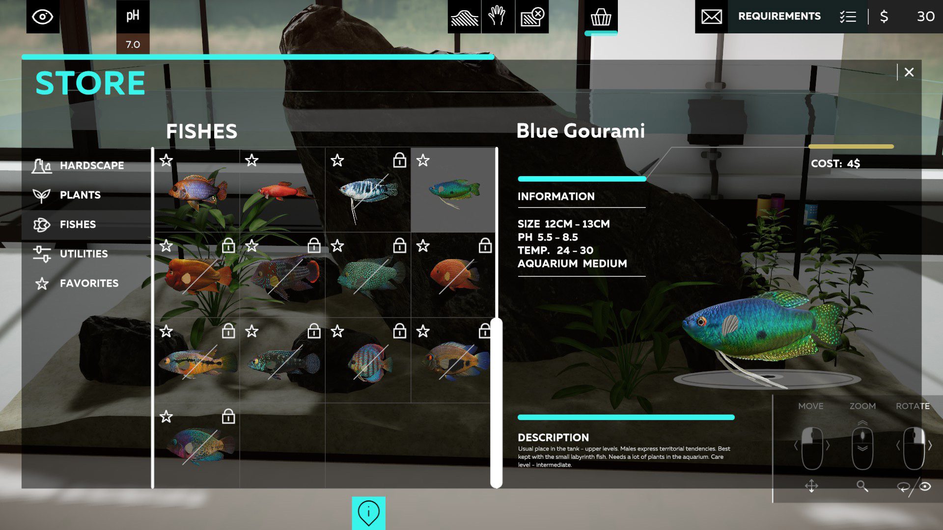 Fish species in Aquarium Designer