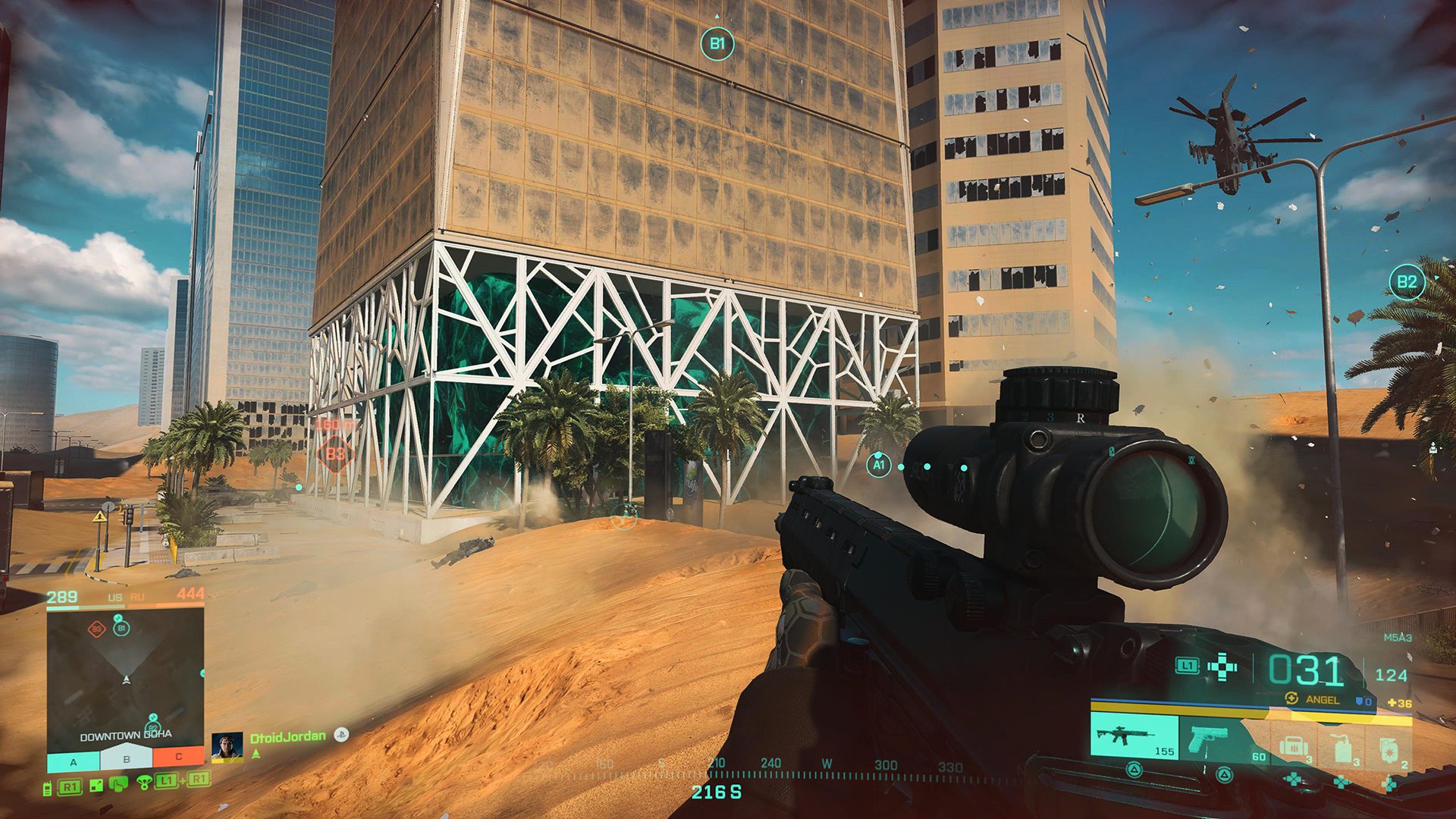 Sandy hills flow into skyscrapers in Battlefield 2042