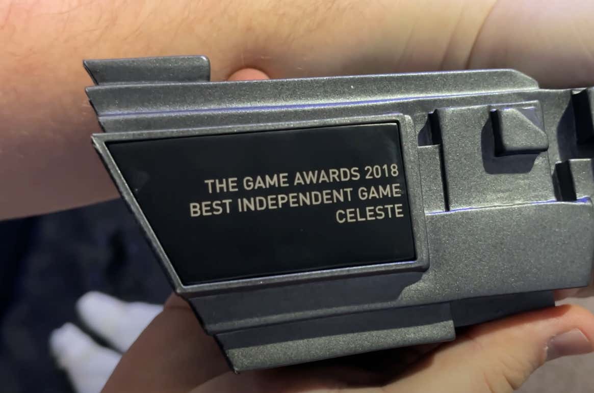 Celeste's award for best Independent Game at The Game Awards 2018