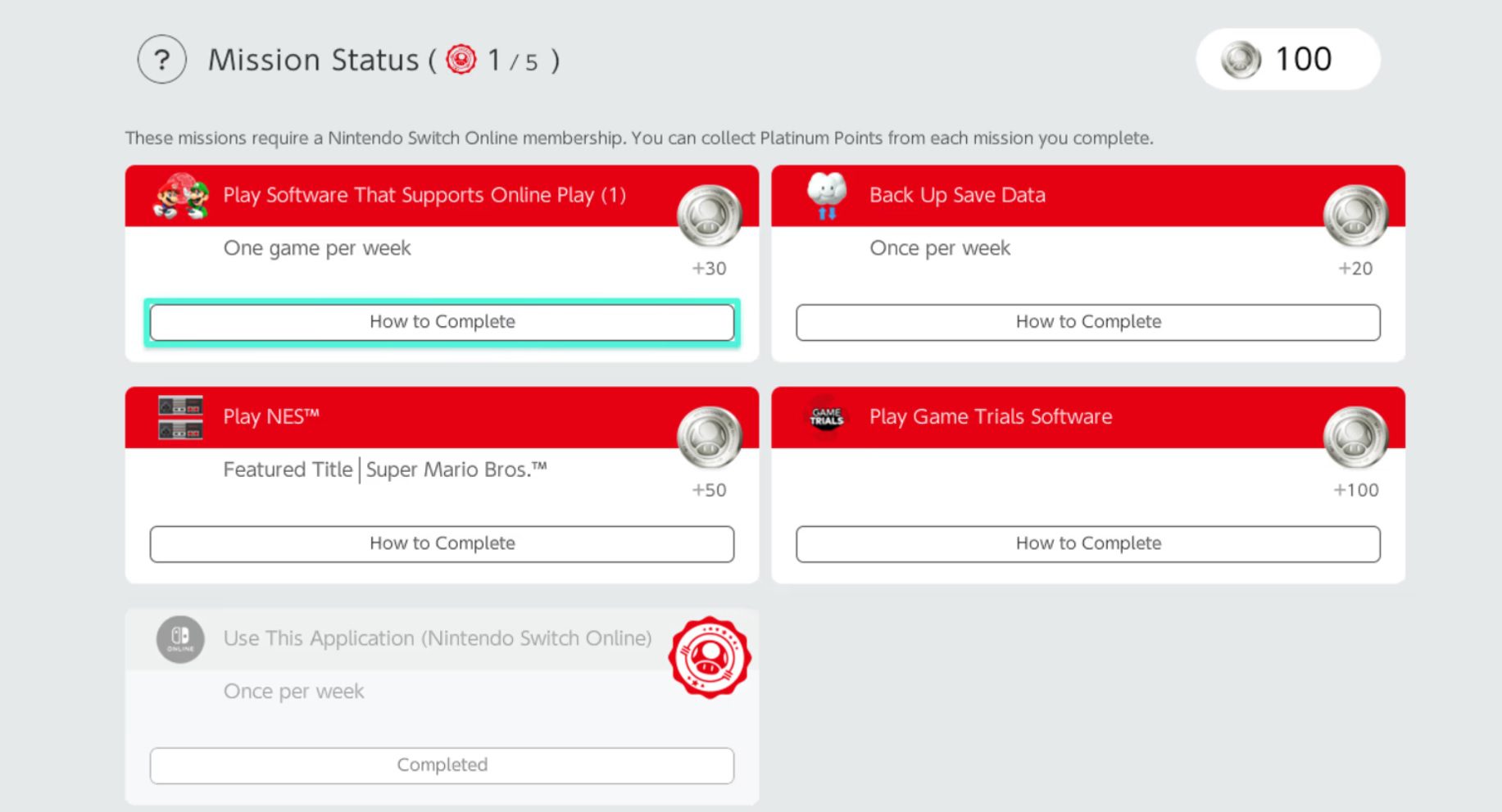 My Nintendo weekly missions