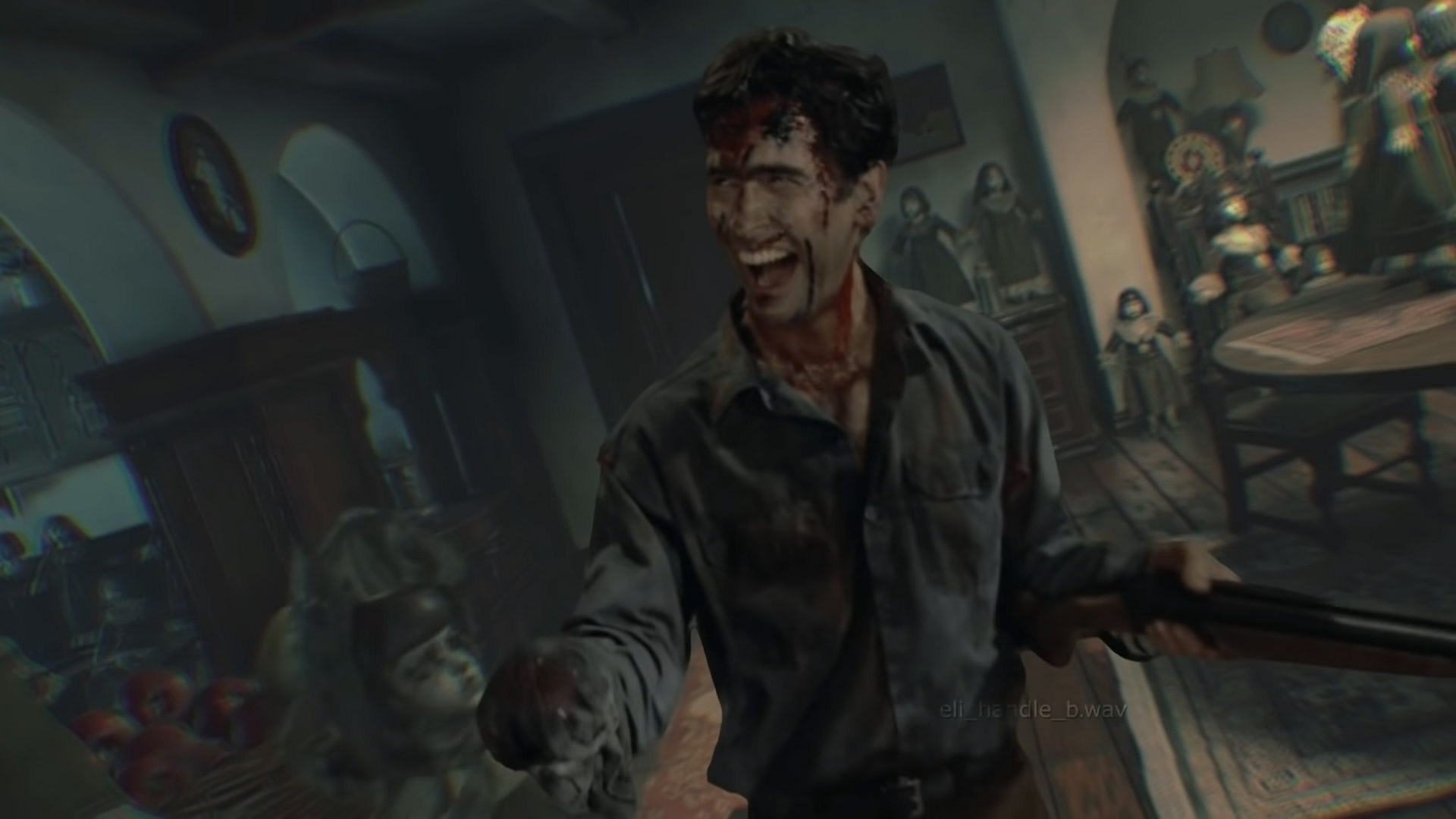 Evil Dead's Ash Williams in Ash Resident Evil Village