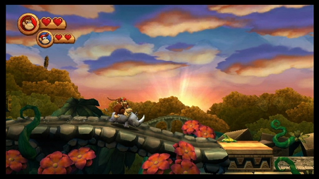 Donkey Kong Country Returns riding Rambi