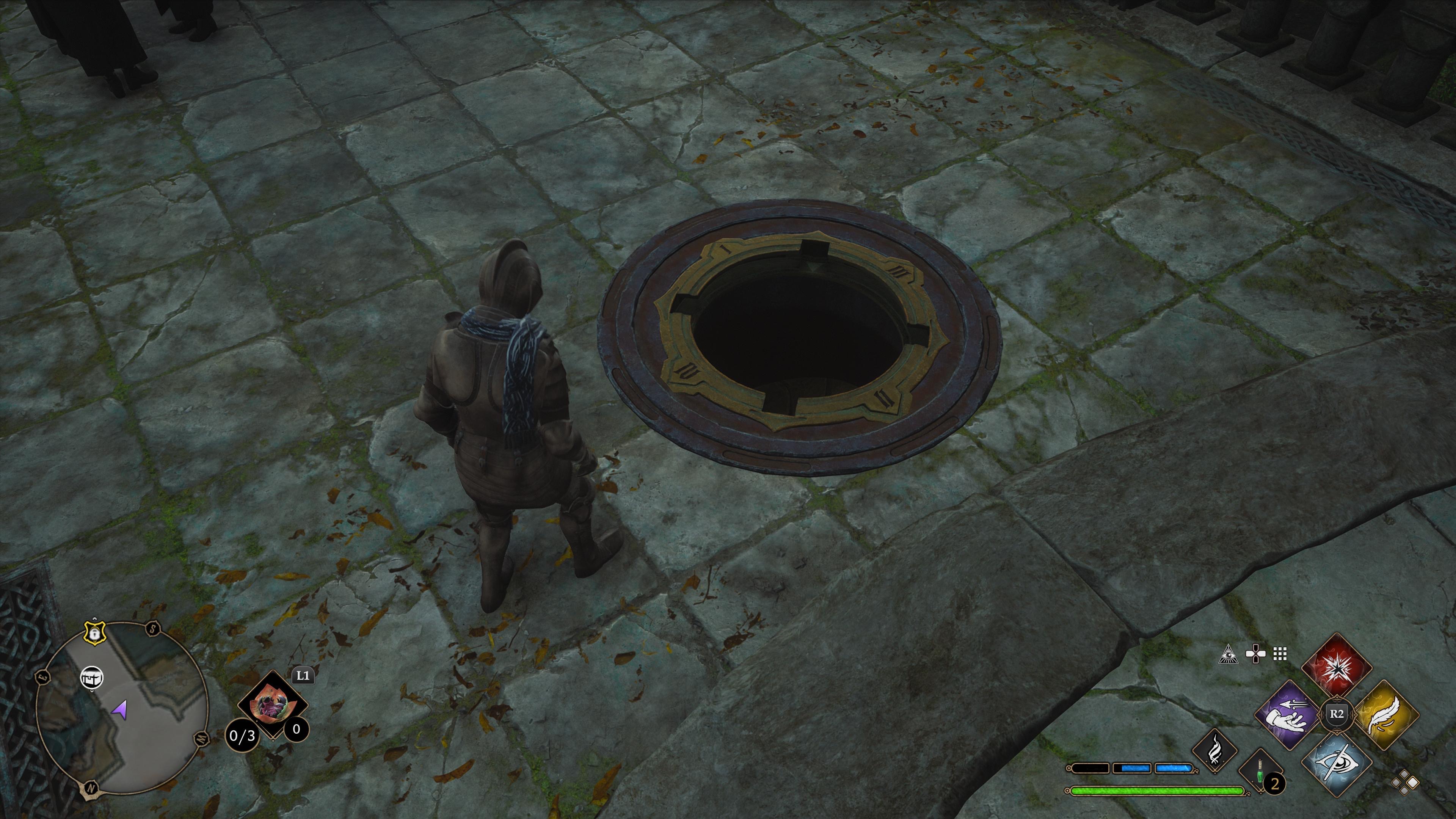 Hogwarts Legacy courtyard bridge sewer grate