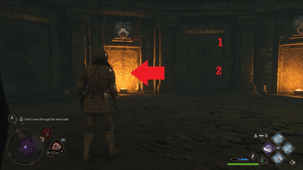 Hogwarts Legacy catacombs door puzzle symbol