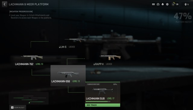 MP5 weapon evolution screen