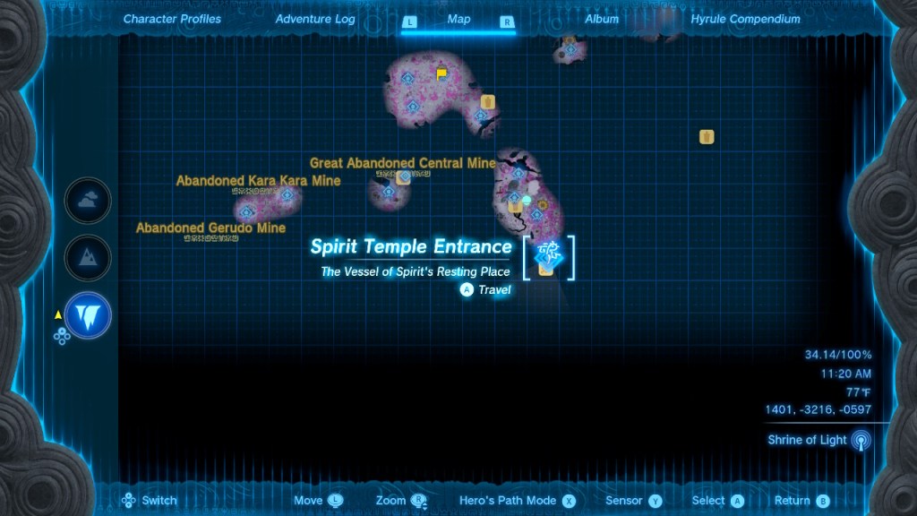 Spirit Temple depths map