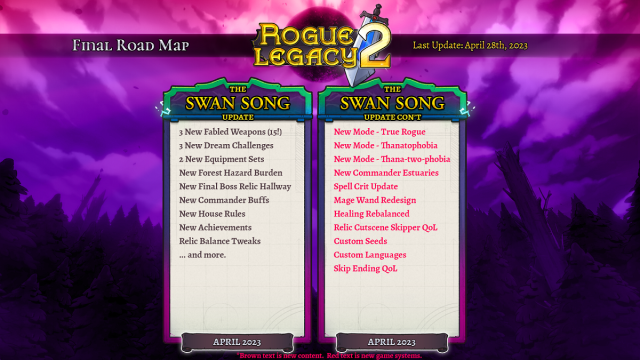 Rogue Legacy 2 Final Road Map
