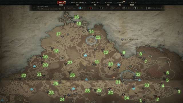 Diablo 4 Altar of Lilith locations in Scosglen