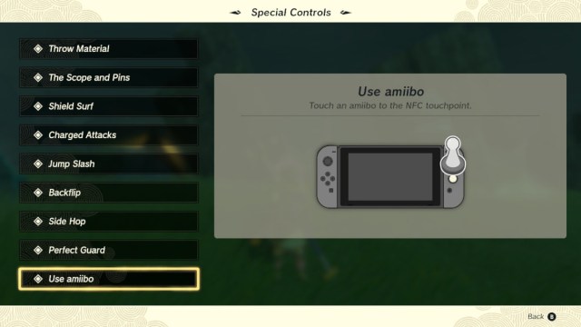 Using an amiibo in The Legend of Zelda: Tears of the Kingdom.