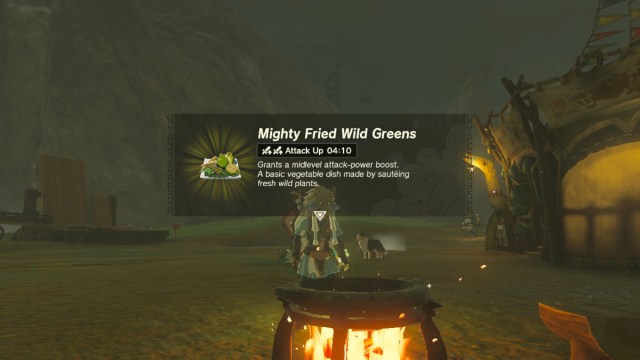 Mighty Fried Wild Greens meal in The Legend of Zelda: Tears of the Kingdom.