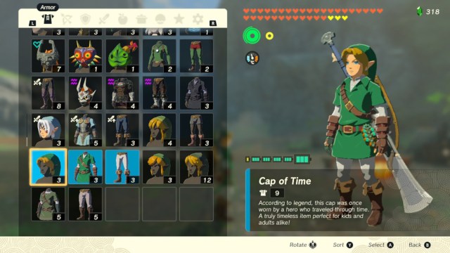 Link wearing Time Armor set in The Legend of Zelda: Tears of the Kingdom.