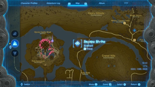 sepapa shrine on the map in tears of the kingdom