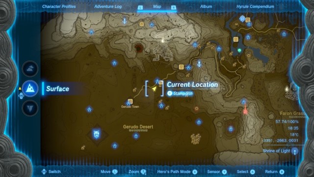 Map pinpointing Ponthos' location in The Legend of Zelda: Tears of the Kingdom.