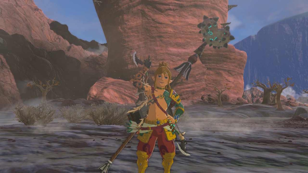 Link at Gut Check Rock in The Legend of Zelda: Tears of the Kingdom.