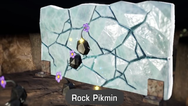 Rock Pikmin destroying crystal wall in Pikmin 4.