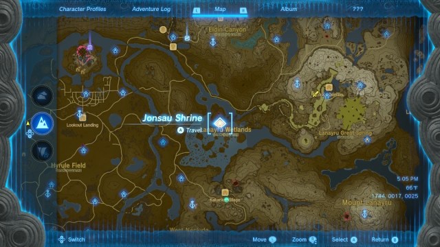 jonsau shrine on the map in tears of the kingdom