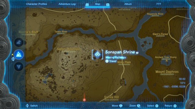 sonapan shrine on the map in tears of the kingdom