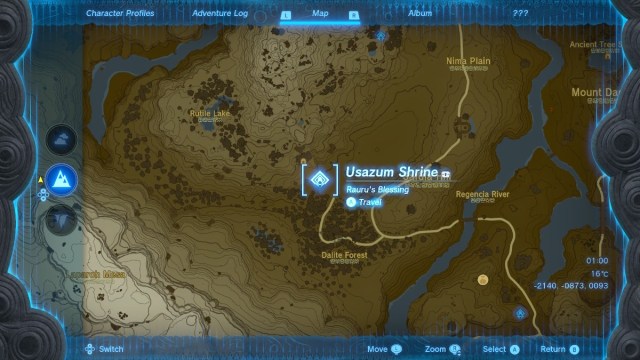 usazum shrine on the map in tears of the kingdom