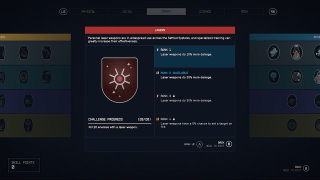 Skill tree in Starfield.