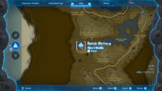 ikatak shrine on the map in tears of the kingdom