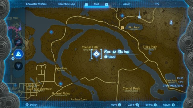 ren-iz shrine on the map in tears of the kingdom