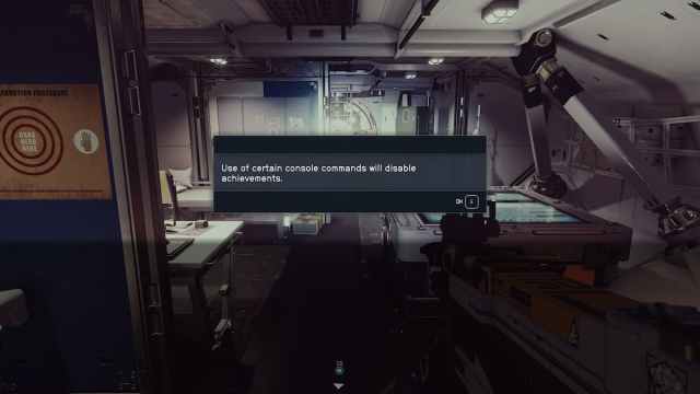 Starfield console command warning