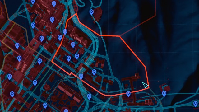 The Cyberpunk 2077 Fast Travel map for Charter Hill, a section of Westbrook 