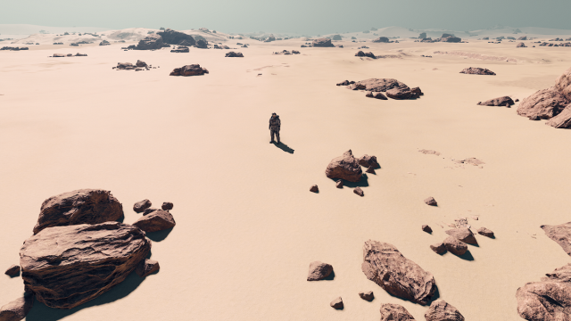 Starfield: a wide shot showing how desolate Earth has become.