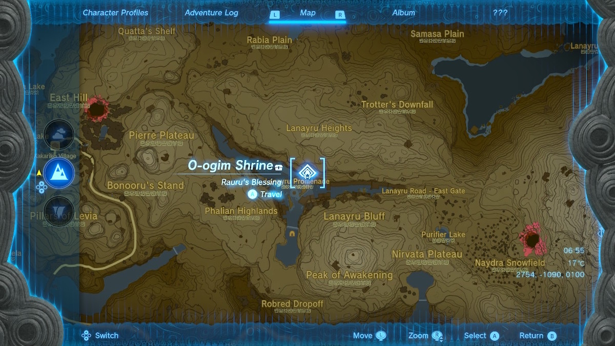 the location of o-ogim shrine on the map in tears of the kingdom