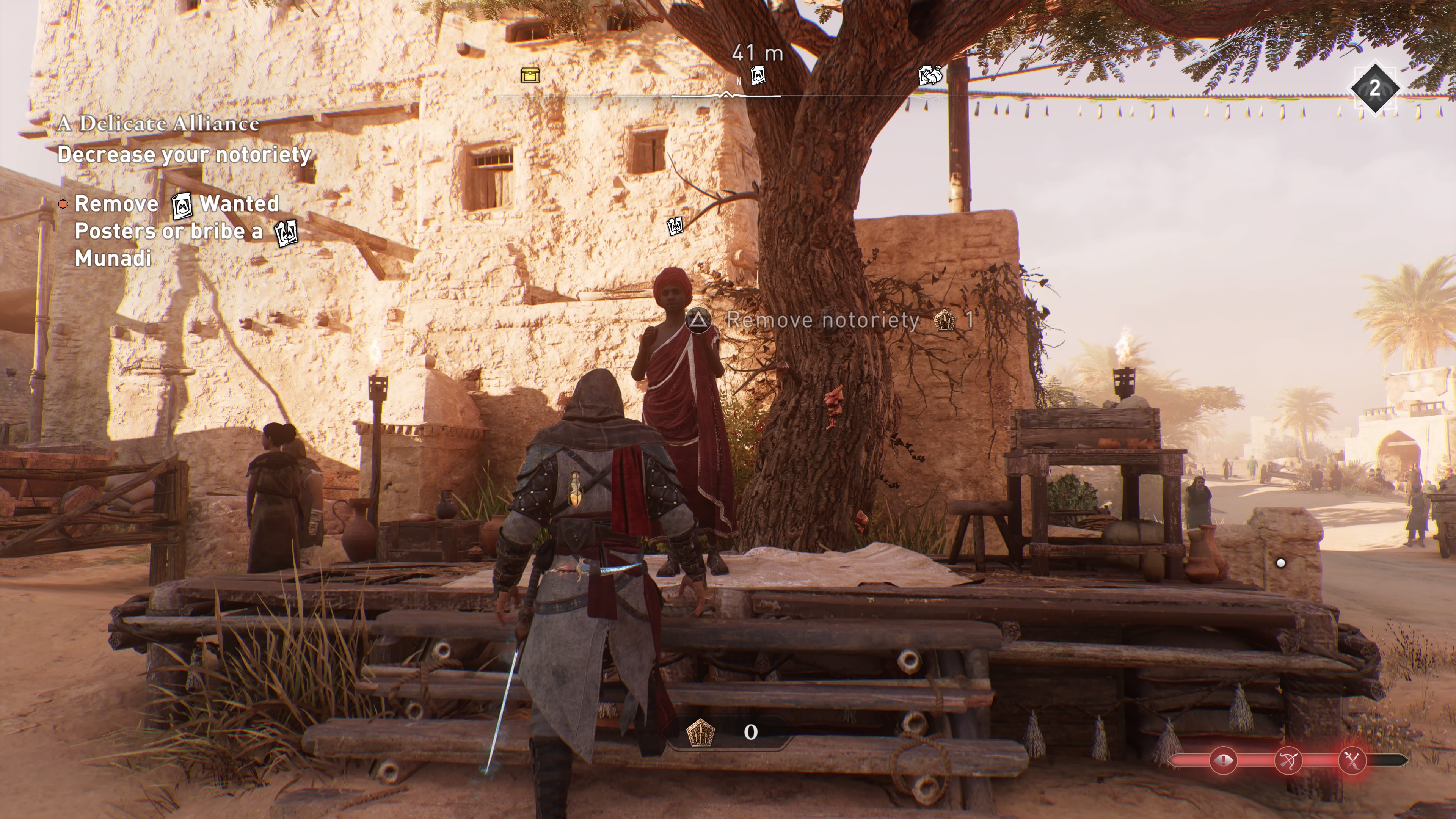 How do you reduce notoriety levels in Assassin's Creed Mirage?