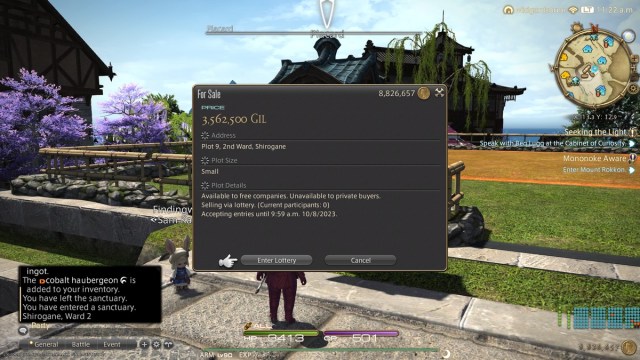 FFXIV housing lottery