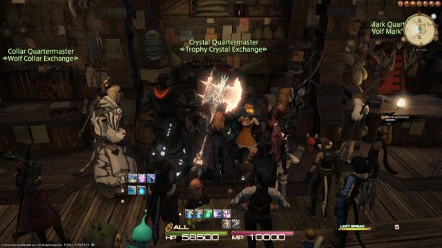 The Crystal Quartermaster Trophy Crystal Exchange vendor in Final Fantasy XIV