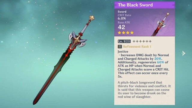 The Black Sword battle pass weapon and effect in Genshin Impact