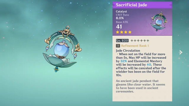 Sacrificial Jade battle pass weapon and effect in Genshin Impact