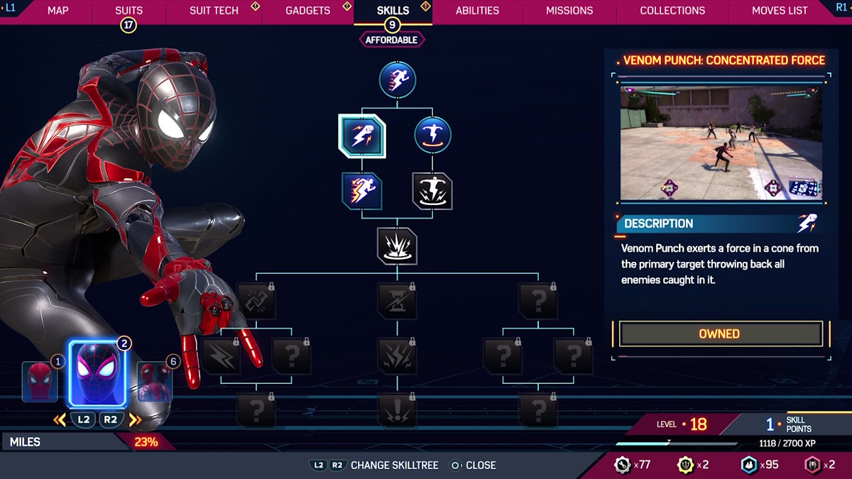 Best skills to unlock first in Spider-Man 2 venom punch