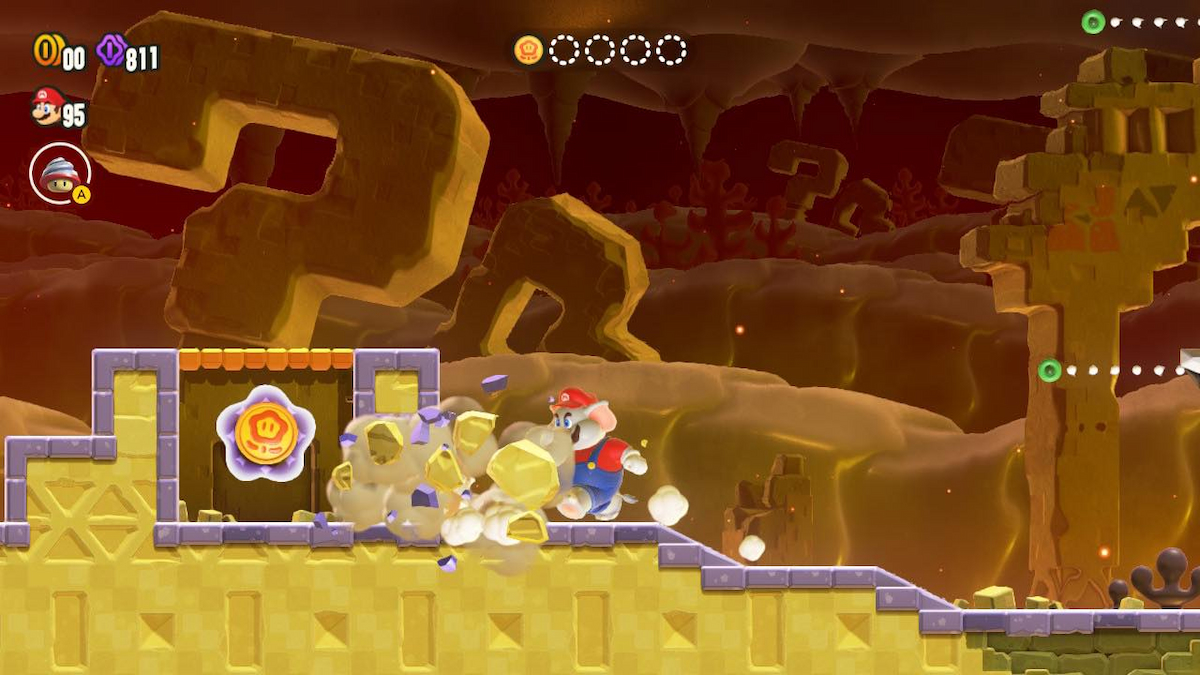 Obtaining a Wonder Coin in Super Mario Bros. Wonder