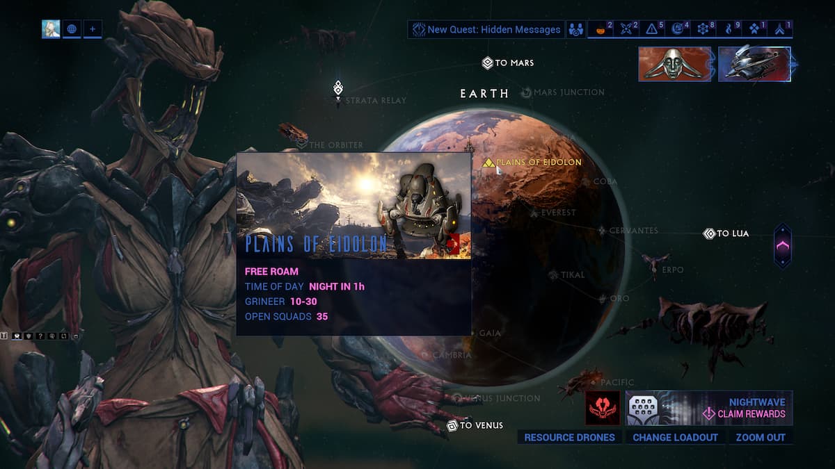 The Navigation screen in Warframe