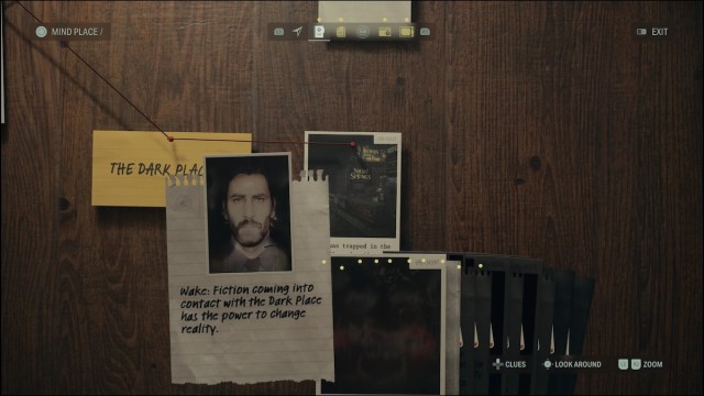 Alan Wake on Saga's Mind Place board in Alan Wake 2. 