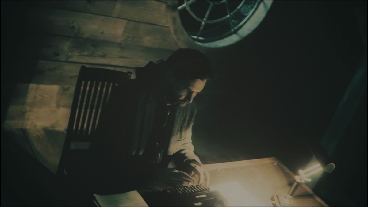 Typing at typewriter in Alan Wake 2.