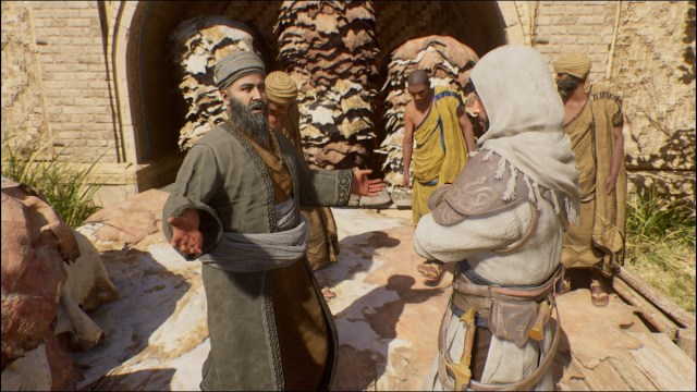 Basim and Merchant in Assassin's Creed Mirage.