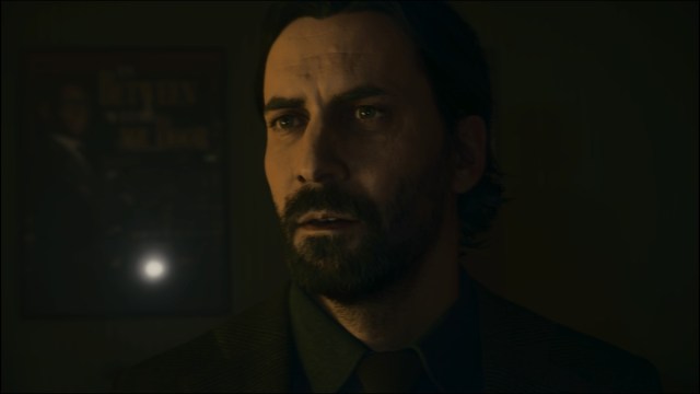 Alan Wake close up in Alan Wake 2. 