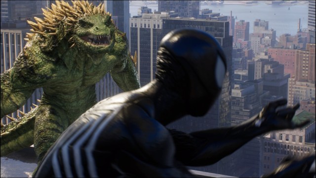 Lizard and Peter Parker in Spider-Man 2.