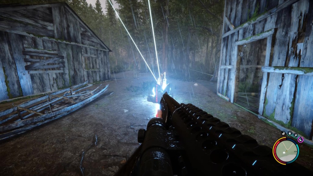 A scene with a shotgun in Sons of the Forest