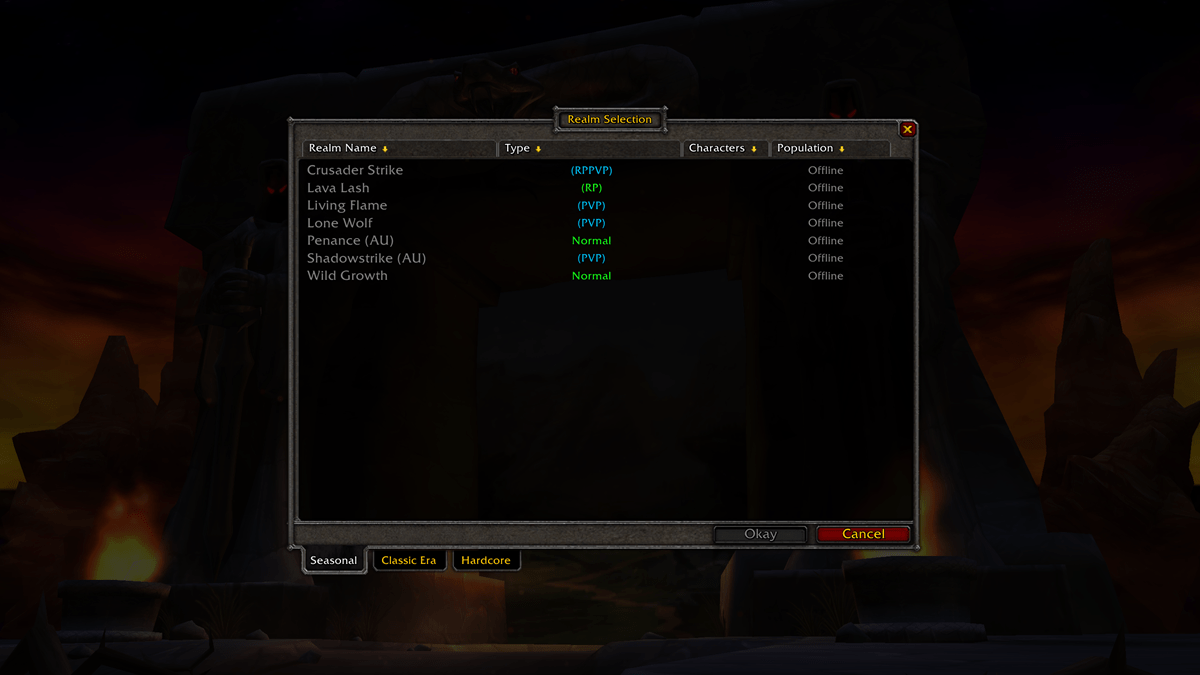 WoW Season of Discovery server list