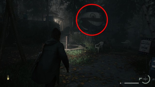 How to solve the 'What's Behind that Smile' Cult Stash puzzle in Alan Wake 2 circling the mascot