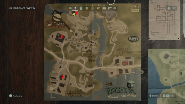 Deer Head Watery map in Alan Wake 2.